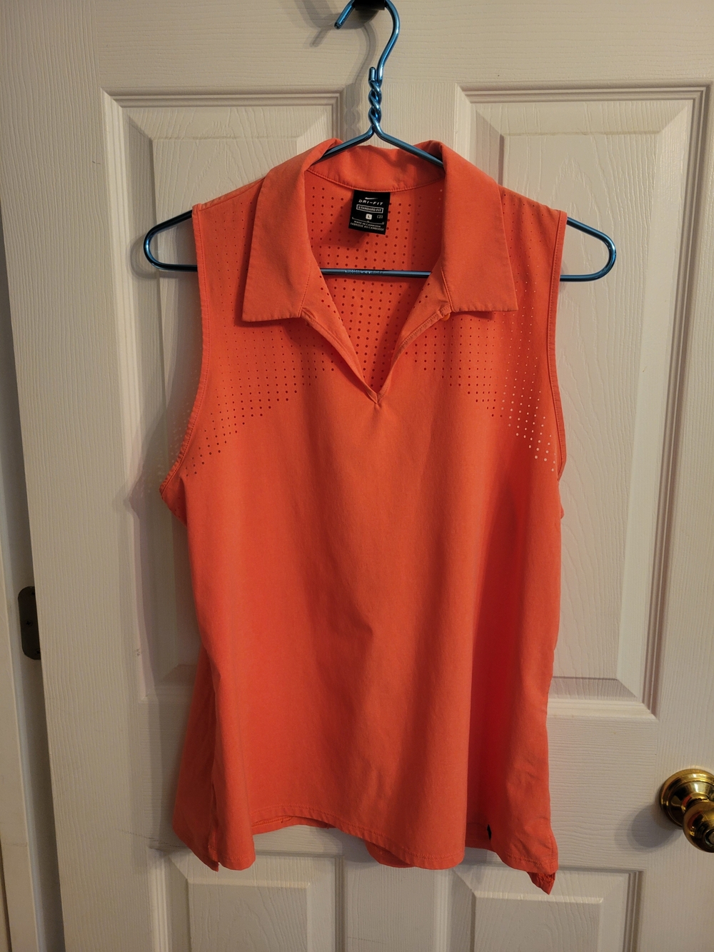 Nike Coral-Orange Sleeveless Collared Athletic Tank